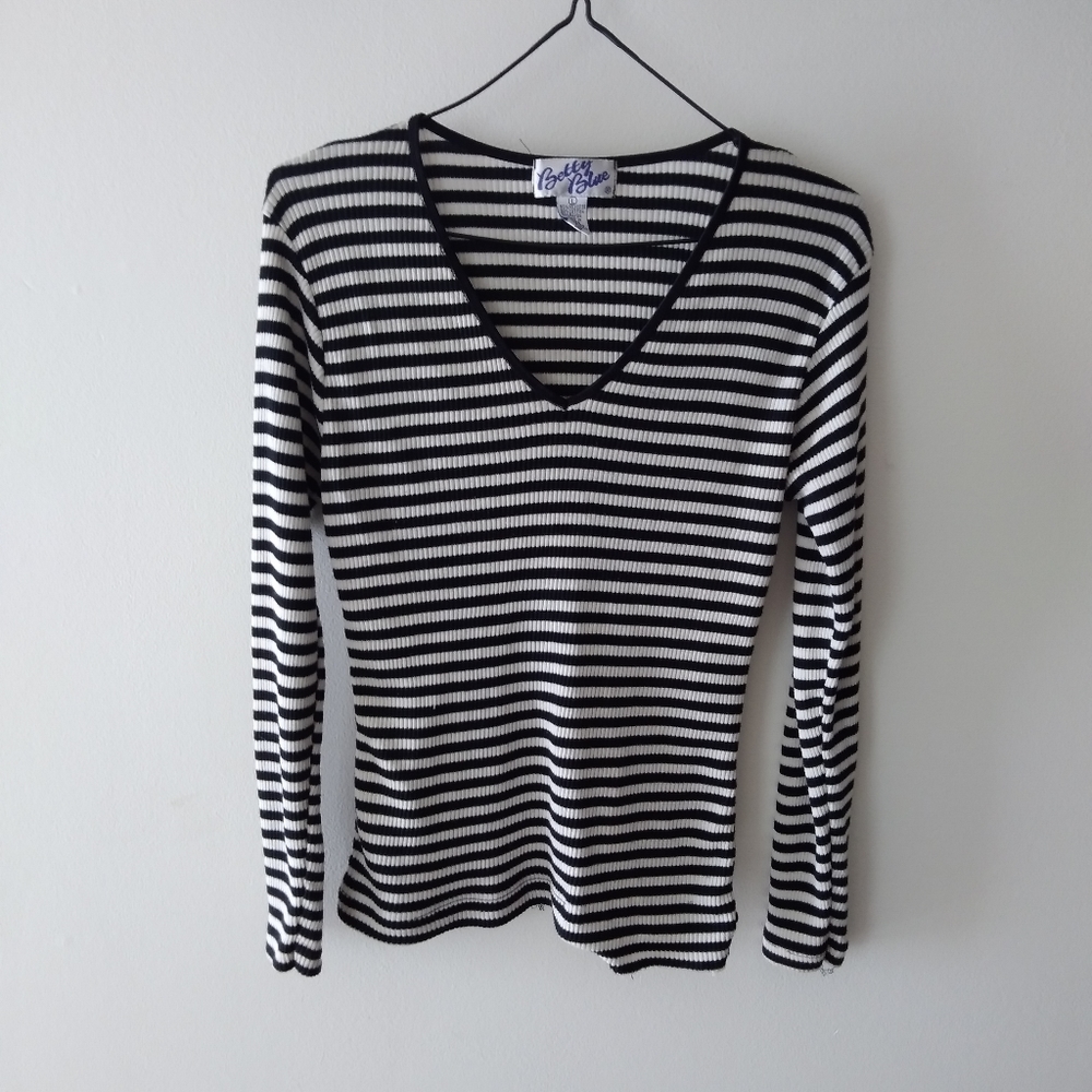 Vintage Distressed Striped Top by Betty Blue size L